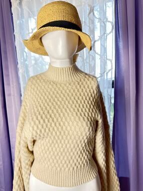 Windsor Women’s Cream Knit Sweater Bolero M Tie-Front Long Sleeve